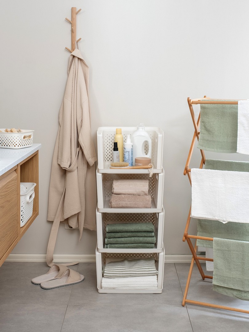 SmartStore Essence Stack storage baskets in bathroom