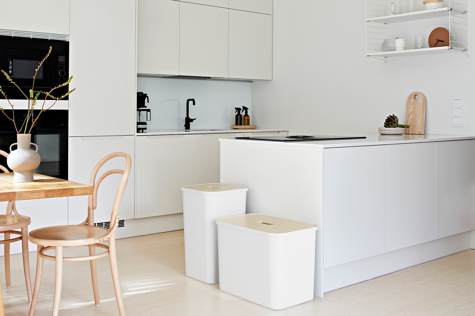 SmartStore Collect sorting and recycling bins in a kitchen